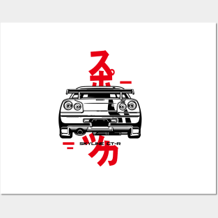 Nissan R34 Back view Posters and Art